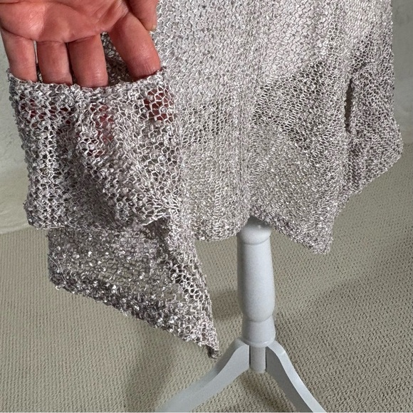 Adorn Women Boho Tank Dress Tunic Top Open Knit Sequins Sheer Light Gray sz L/XL - Picture 4 of 14